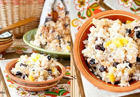 Необычный плов с тыквой и фруктами