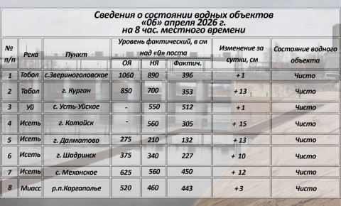 Сведения о состоянии водных объектов 06 апреля 2026 г. на 8 часов местного времени