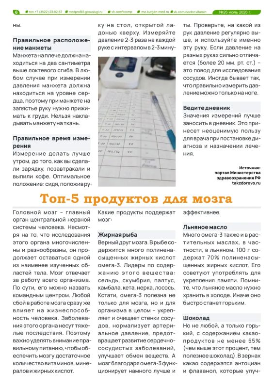 Новый выпуск газеты «Доктор витамин» посвящен неделе сохранения здоровья головного мозга Новый выпуск газеты «Доктор витамин» посвящен неделе сохранения здоровья головного мозга