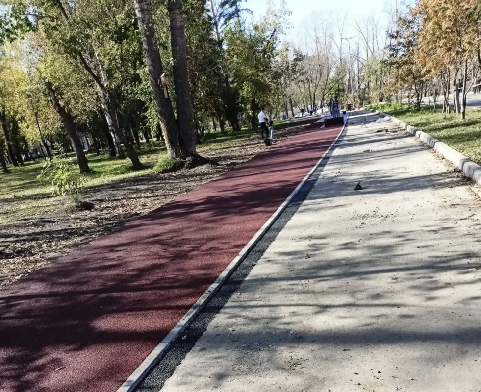 В ЦПКиО начались работы по нанесению прорезиненного покрытия на беговые дорожки нового центра бега В ЦПКиО начались работы по нанесению прорезиненного покрытия на беговые дорожки нового центра бега